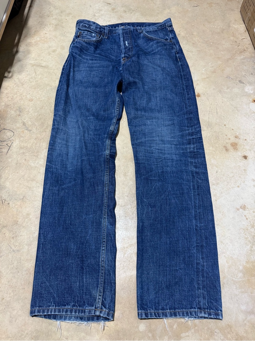 Denim Design Lab Selvedge Jeans Men's Size 32x34 Blue Whiskered USA Made Relaxed